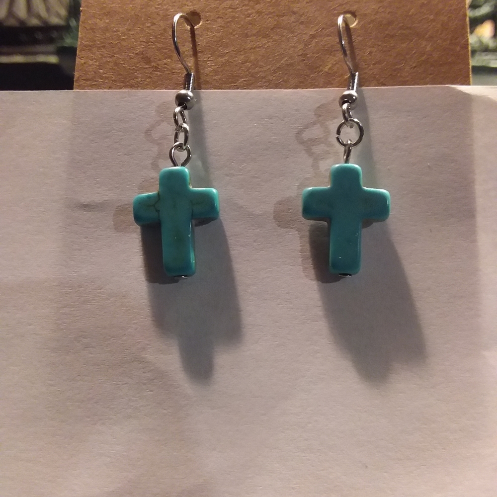 Turquoise Cross Earrings